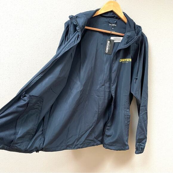 Chrystie NYC OG Logo Windbreaker Jacket in Navy Blue & Yellow Men's Medium $125 - Picture 4 of 10